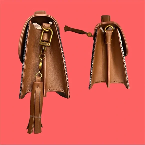 Steve Madden Horseshoe Brown and Navy Women's Bag - Picture 6 of 7